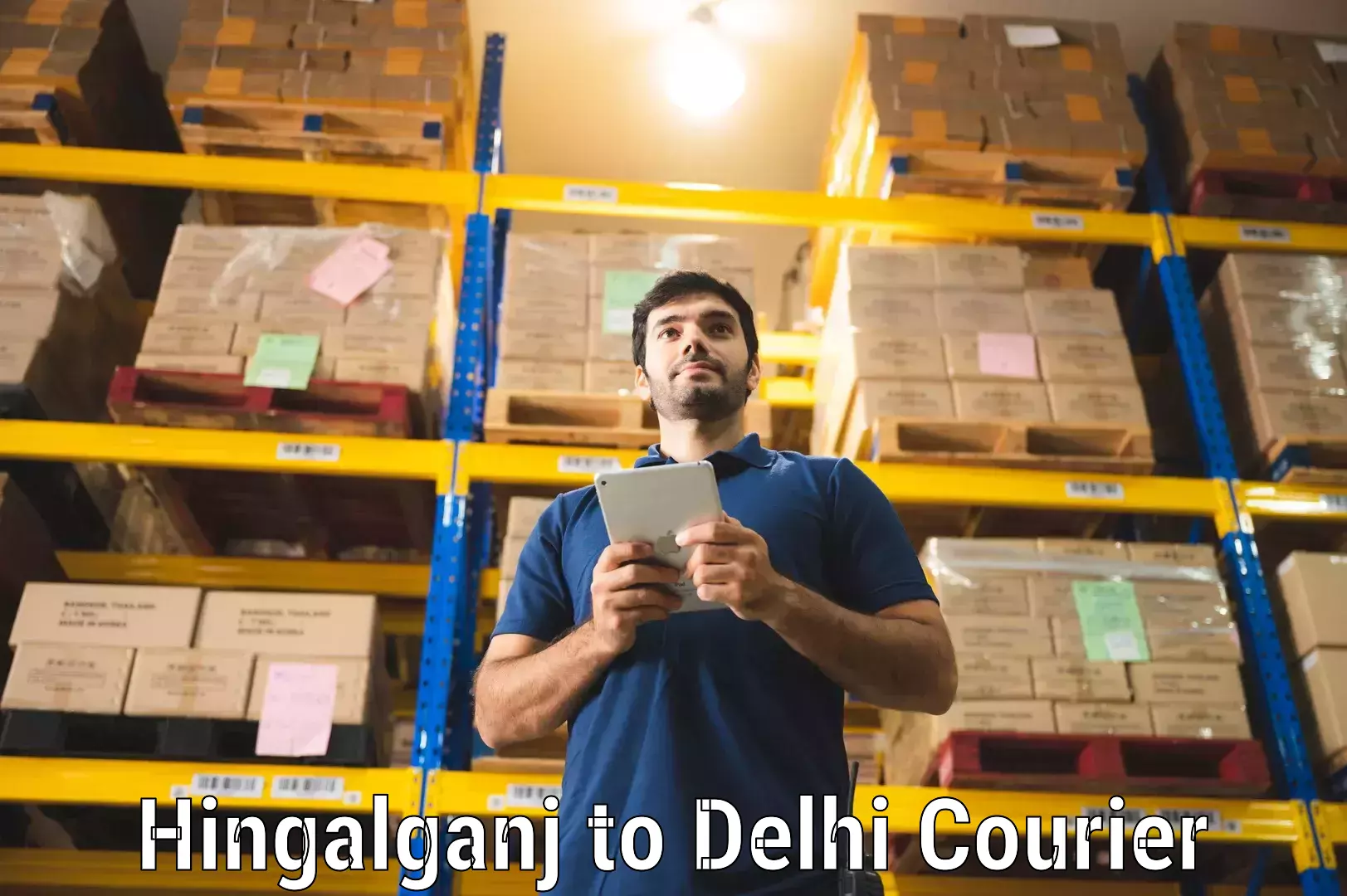 Return courier service Hingalganj to Delhi