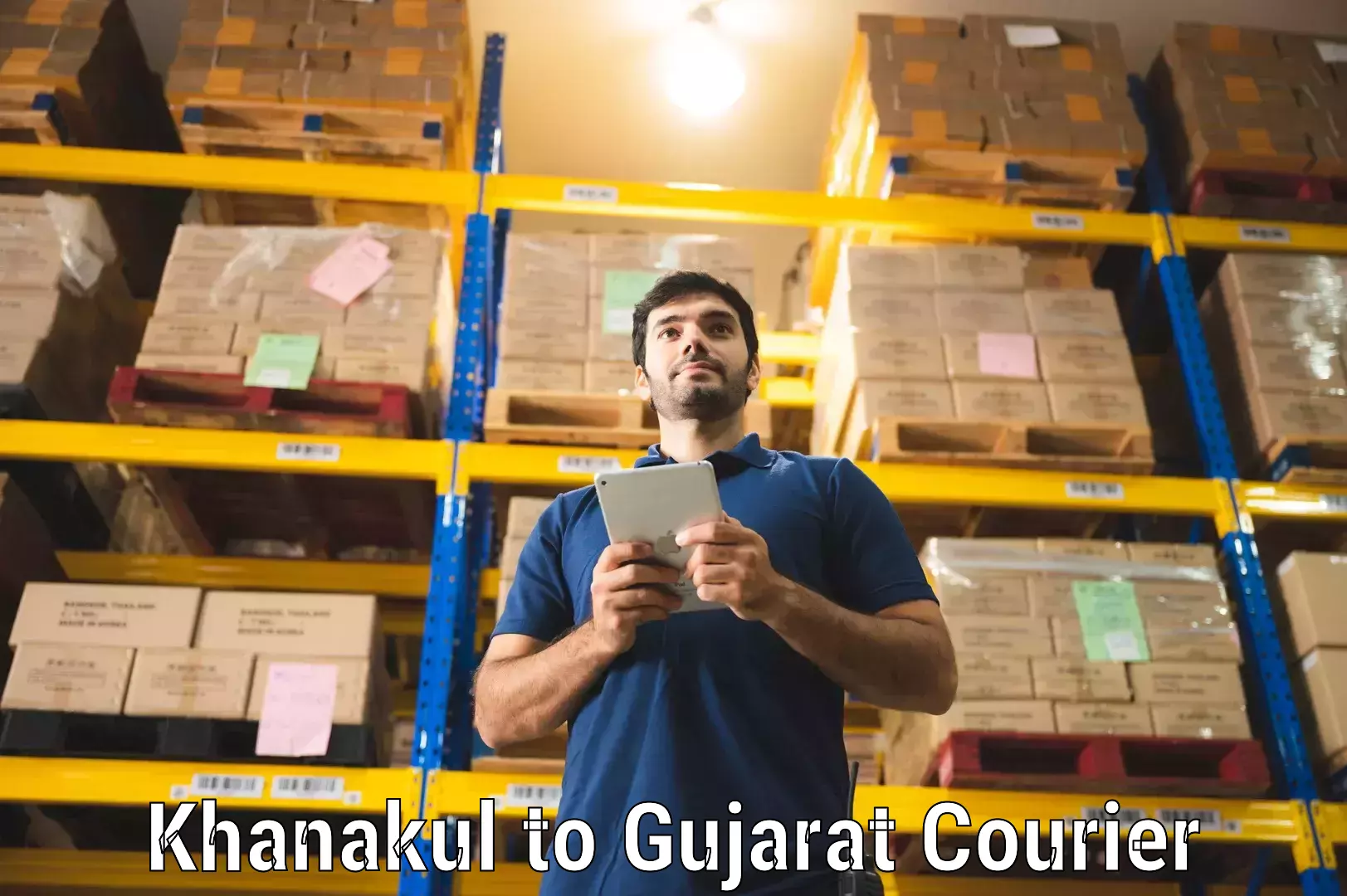 Courier service efficiency Khanakul to Gujarat