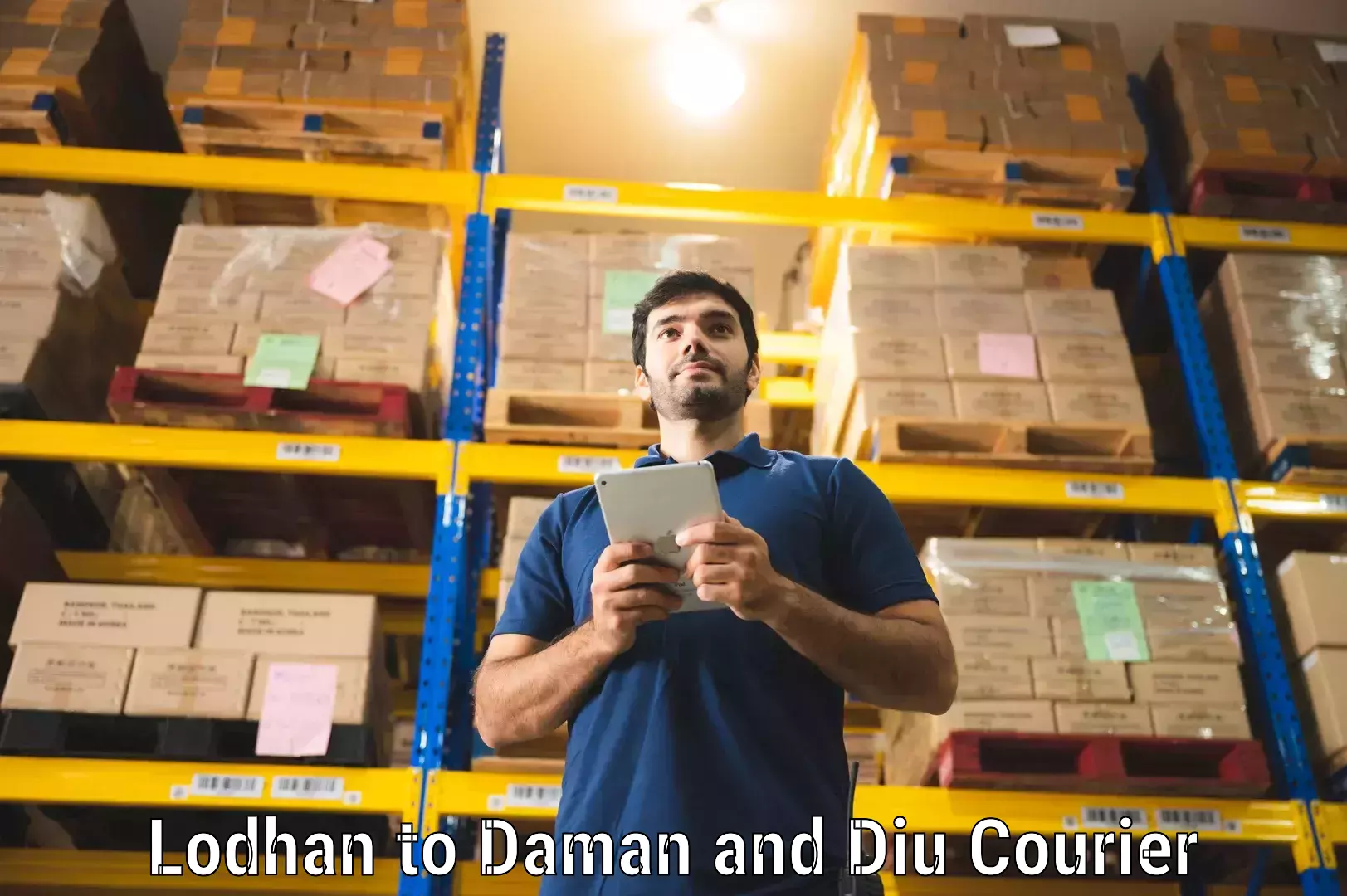 Courier service comparison Lodhan to Daman and Diu
