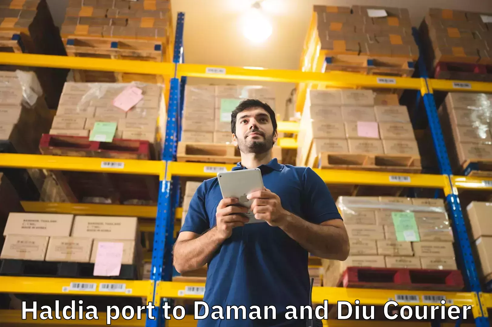 Luggage delivery providers Haldia port to Daman