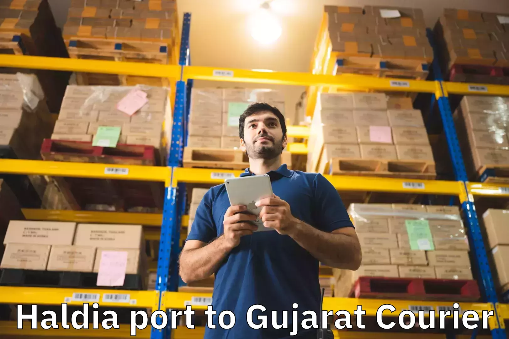 Luggage delivery network Haldia port to Rajkot