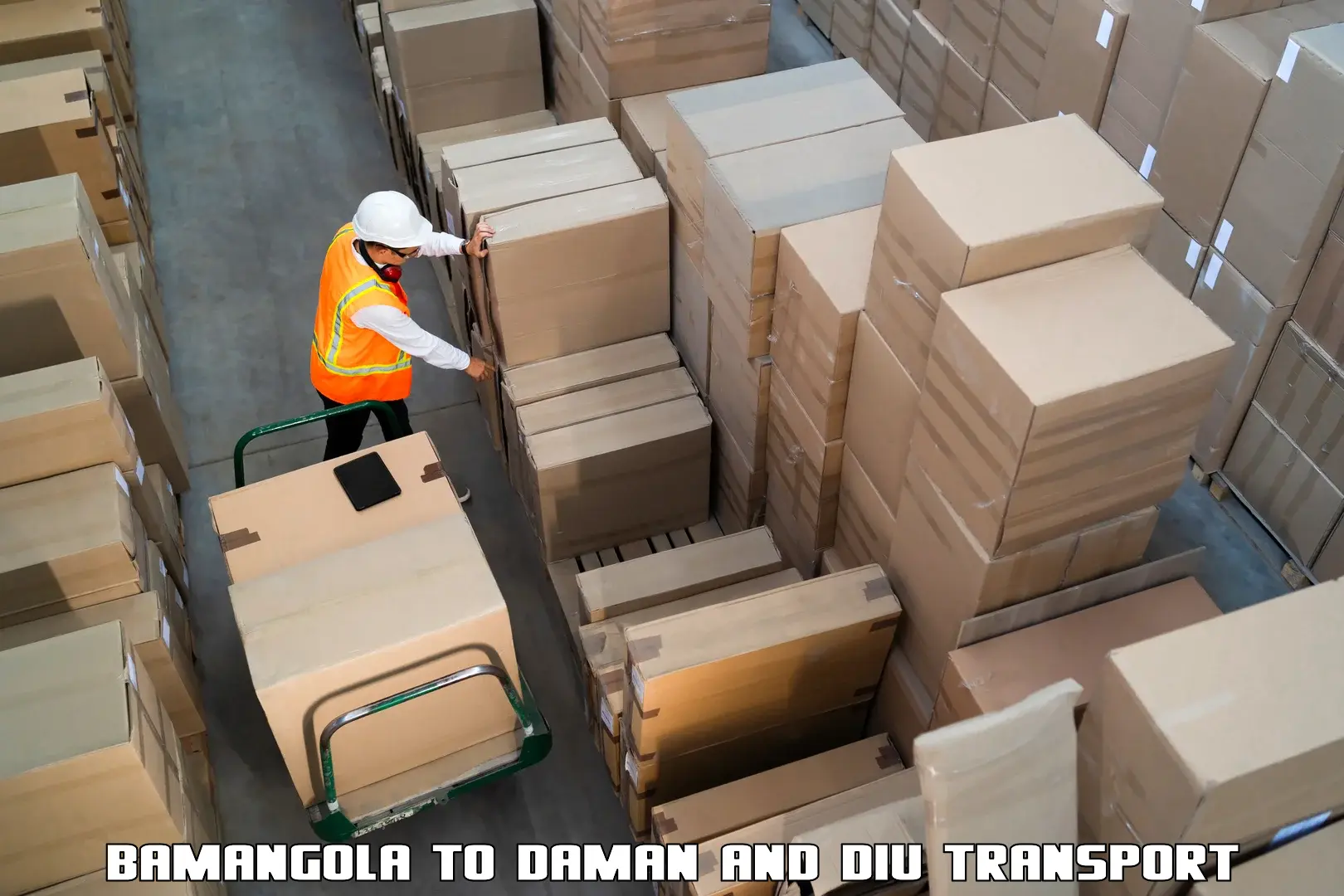 Commercial transport service in Bamangola to Diu