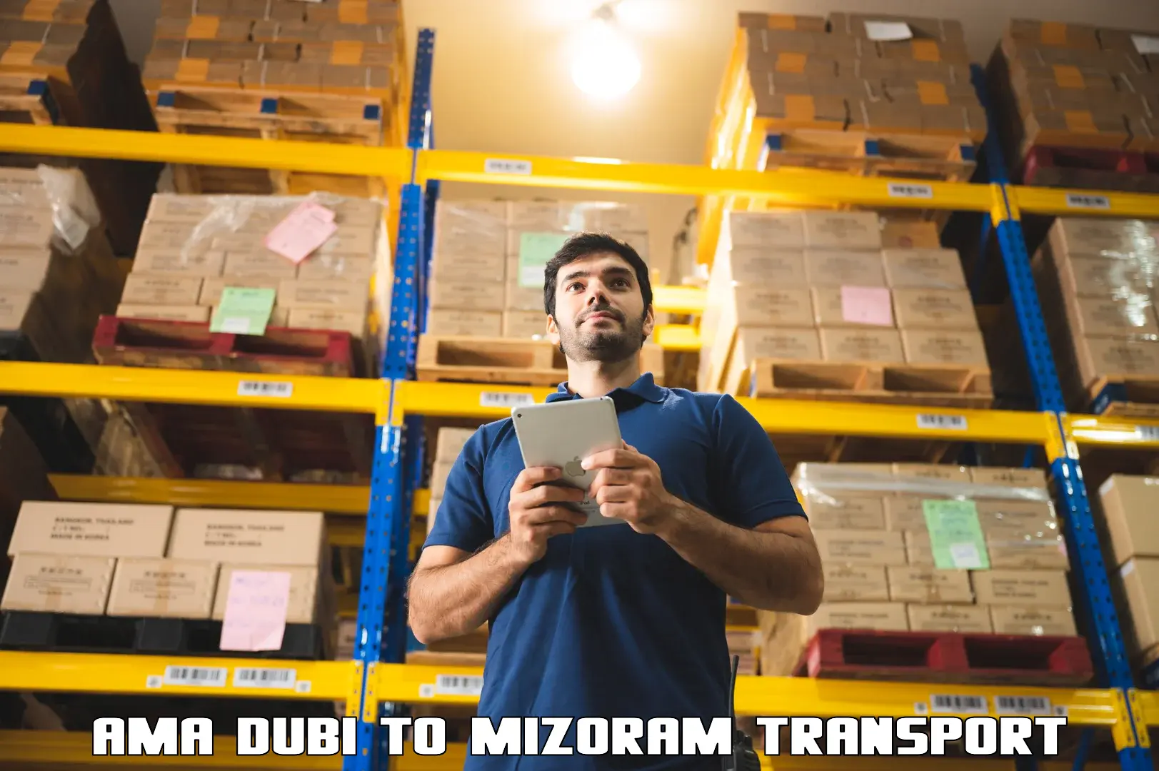 Daily parcel service transport Ama Dubi to Hnahthial