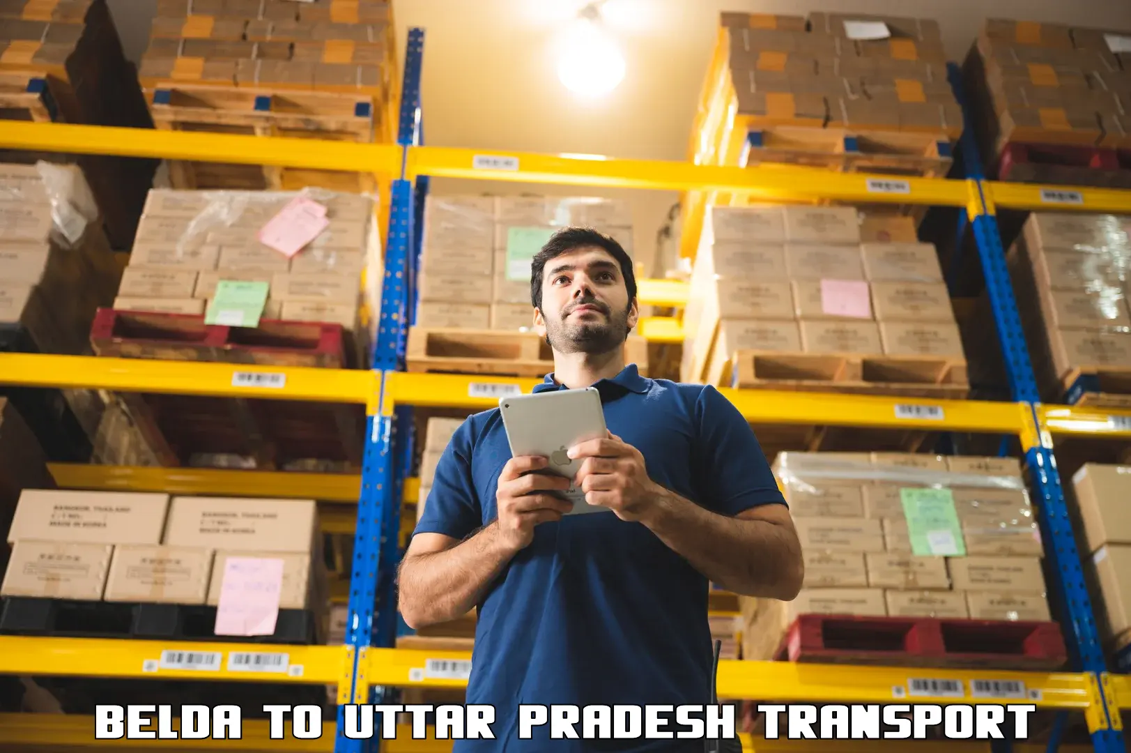 Two wheeler parcel service in Belda to Uttar Pradesh