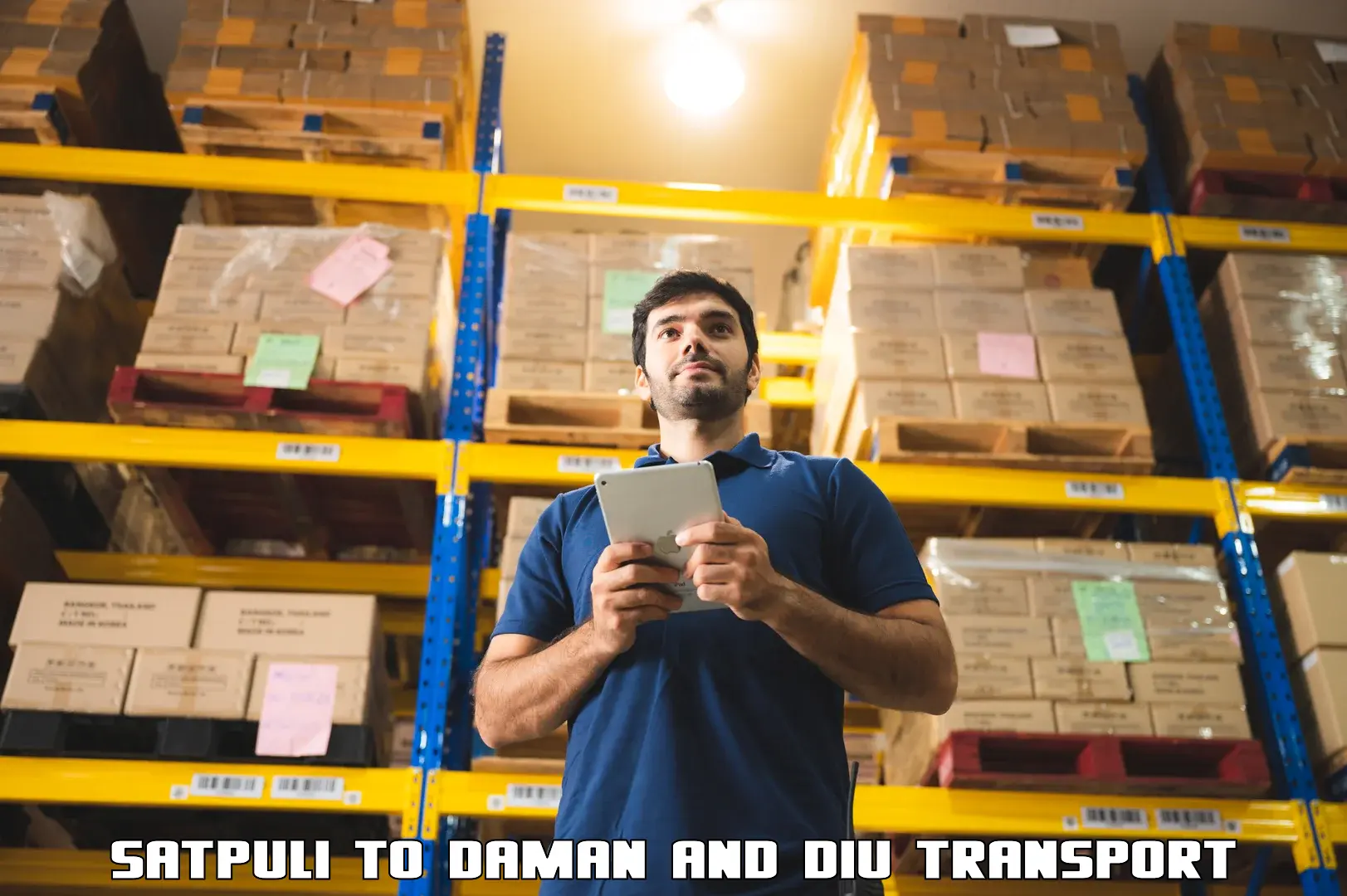 Cargo transportation services Satpuli to Daman and Diu